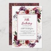 ブルゴーニュフローラ70th誕生日招待状 招待状 (正面/裏面)