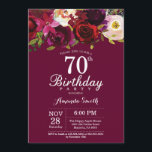 ブルゴーニュフローラ70th Birthday Partyへの招待 招待状<br><div class="desc">ブルゴーニュフローラ第70回バースデーパーティー女性への招待。ブルゴーニュ赤の誕生日パーティー招待状。ブルゴーニュ水彩フローラ花。13日15日18日20日21日30日50日70日80日90日100日。さらにカスタマイクリックズを行う場合はカスタマイズ、「IT」ボタンをクリックし、このテンプレートを変更するために当社のデザインツールを使用する。</div>