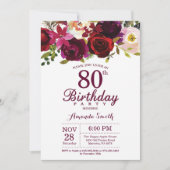 ブルゴーニュフローラ80th Birthday Party Invitation 招待状 (正面)