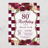 ブルゴーニュフローラ80th Birthday Party Invitation 招待状 (正面/裏面)