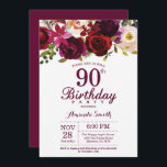 ブルゴーニュフローラ90th Birthday Party Invitation 招待状<br><div class="desc">ブルゴーニュフローラ第90回バースデーパーティー女性への招待。ブルゴーニュ赤の誕生日パーティー招待状。ブルゴーニュ水彩フローラ花。第16回18回20回21回30回40回50回70回80回90回100回、すべての年齢。印刷可能デジタル。さらにカスタマイクリックズを行う場合はカスタマイズ、「IT」ボタンをクリックし、このテンプレートを変更するために当社のデザインツールを使用する。</div>