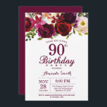 ブルゴーニュフローラ90th Birthday Party Invitation 招待状<br><div class="desc">ブルゴーニュフローラ第90回バースデーパーティー女性への招待。ブルゴーニュ赤の誕生日パーティー招待状。ブルゴーニュ水彩フローラ花。第16回18回20回21回30回40回50回70回80回90回100回、すべての年齢。印刷可能デジタル。さらにカスタマイクリックズを行う場合はカスタマイズ、「IT」ボタンをクリックし、このテンプレートを変更するために当社のデザインツールを使用する。</div>