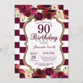 ブルゴーニュフローラ90th Birthday Party Invitation 招待状 (正面/裏面)