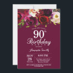 ブルゴーニュフローラ90th Birthday Party Invitation 招待状<br><div class="desc">ブルゴーニュフローラ第90回バースデーパーティー女性への招待。ブルゴーニュ赤の誕生日パーティー招待状。ブルゴーニュ水彩フローラ花。13日15日18日20日21日30日50日70日80日90日100日。さらにカスタマイクリックズを行う場合はカスタマイズ、「IT」ボタンをクリックし、このテンプレートを変更するために当社のデザインツールを使用する。</div>