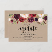 ブルゴーニュフローラ、クラフト、ブラック結婚、延期 エンクロージャーカード (正面/裏面)