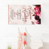 ブルゴーニュフローラ&バラ金ゴールドマーブル結婚ズウェルカム 横断幕 (インサイチュ)