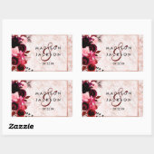 ブルゴーニュフローラ&バラ金ゴールド結婚ズモノグラム 長方形シール (シート)