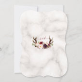 ブルゴーニュフローラ〔雄ジカの〕枝角書道大理石結婚の 招待状 (裏面)