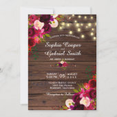 ブルゴーニュフローラ | String Lights Wood 結婚's 招待状 (正面)