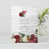 ブルゴーニュフローラQRコードRSVPワインテイスティング結婚ズ 招待状 (スタンド正面)