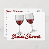 ブルゴーニュブライダルシャワーシャンパンワイングラス インビテーションポストカード (正面/裏面)