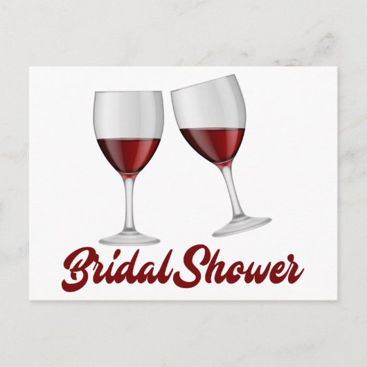 ブルゴーニュブライダルシャワーシャンパンワイングラス インビテーションポストカード (正面)