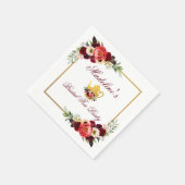 ブルゴーニュブライダルシャワーティーパーティーボホフローラ金ゴールド スタンダードカクテルナプキン (角)