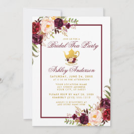 ブルゴーニュブライダルシャワーティーパーティー金ゴールド招待状FB 招待状