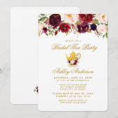 ブルゴーニュブライダルシャワーティーパーティー金ゴールド招待状RW 招待状 (正面/裏面)