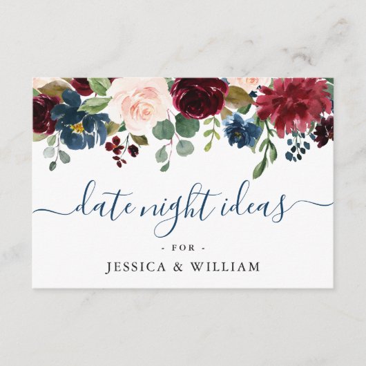 ブルゴーニュブライダルシャワーデイトナイトアイディアアドバイスカード アドバイスカード (正面)