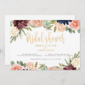 ブルゴーニュブライダルシャワーフローラ風景 招待状 (正面/裏面)