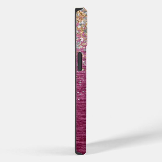 ブルゴーニュブラシ仕上げ金属金ゴールドフェイクグリッターモノグラム Case-Mate iPhoneケース (裏面 / 右)