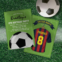 ブルゴーニュブルーのサッカー誕生日パーティー招待状 招待状