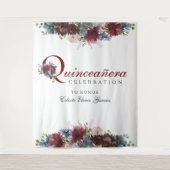 ブルゴーニュブルーフローラキンセアニェラ写真背景 タペストリー (正面)