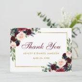 ブルゴーニュブルーフローラ結婚金ゴールド感謝していズ サンキューカード (スタンド正面)