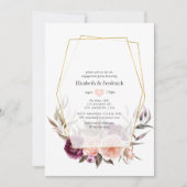 ブルゴーニュプラムと赤面幾何学婚約パーティ 招待状 (正面)