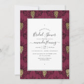 ブルゴーニュプラムと金ゴールドワインテイスティングブライダルシャワー 招待状 (正面)