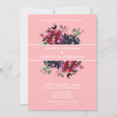 ブルゴーニュプラムフローラカクテルピンク結婚ズ 招待状 (正面)