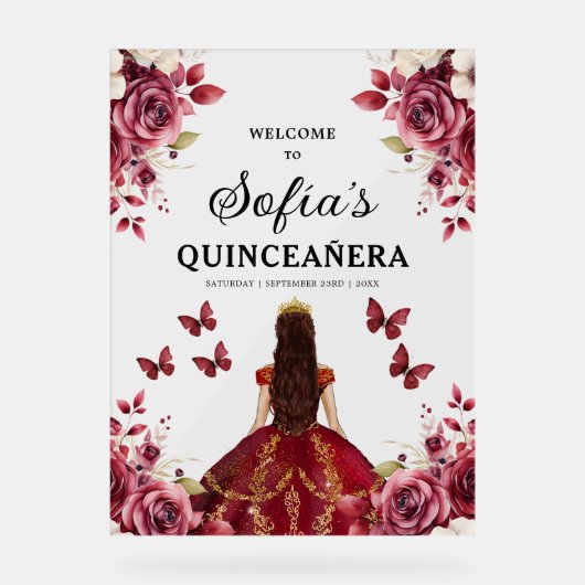 ブルゴーニュプリンセスキンセアニラ誕生日ウェルカム アクリルサイン (正面)