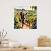 ブルゴーニュプリントでワインを試飲 ポスター (キッチン)