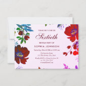 ブルゴーニュボタニカルトロピカル60誕生日招待状 招待状 (正面)