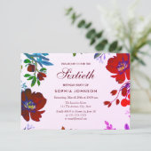 ブルゴーニュボタニカルトロピカル60誕生日招待状 招待状 (スタンド正面)