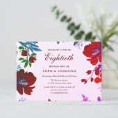 ブルゴーニュボタニカルトロピカル80誕生日招待状 招待状 (スタンド正面)