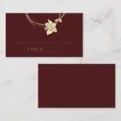 ブルゴーニュマルーン花金ゴールド植物表カード1 プレイスカード (正面/裏面)