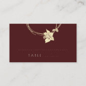 ブルゴーニュマルーン花金ゴールド植物表カード1 プレイスカード (正面)