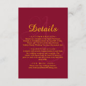 ブルゴーニュミニマルーと金ゴールドモノグラムエレガントな結婚式 エンクロージャーカード (正面)