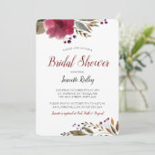 ブルゴーニュモダンウォーター色フローラブライダルシャワー 招待状 (スタンド正面)