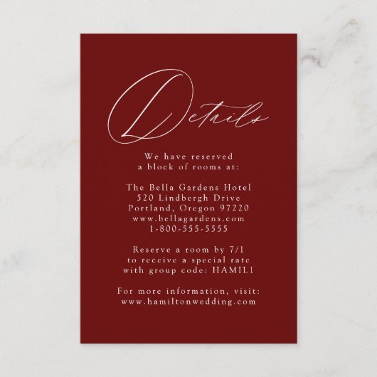 ブルゴーニュモダンエレガンス結婚ズ詳細 エンクロージャーカード (正面)