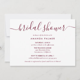 ブルゴーニュモダンスクリプトブライダルシャワー 招待状