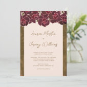 ブルゴーニュモダンバラ花瓶フローラリハーサルディナー 招待状 (スタンド正面)