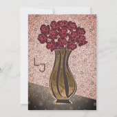 ブルゴーニュモダンバラ花瓶フローラリハーサルディナー 招待状 (裏面)