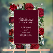 ブルゴーニュモダンフローラウォーターカラーエレガントな結婚式 アクリルサイン (ニュートラル)