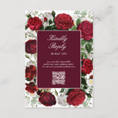 ブルゴーニュモダンフローラウォーターカラーエレガントな結婚式 エンクロージャーカード (正面)