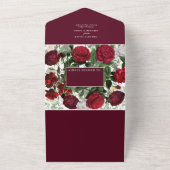 ブルゴーニュモダンフローラウォーターカラーエレガントな結婚式 オールインワン招待状 (外側)