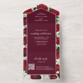 ブルゴーニュモダンフローラウォーターカラーエレガントな結婚式 オールインワン招待状 (内側)
