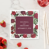 ブルゴーニュモダンフローラウォーターカラーエレガントな結婚式 スタンダードランチョンナプキン (インサイチュ)