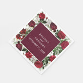 ブルゴーニュモダンフローラウォーターカラーエレガントな結婚式 スタンダードランチョンナプキン (角)