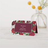 ブルゴーニュモダンフローラウォーターカラーエレガントな結婚式 プレイスカード (裏面)