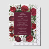 ブルゴーニュモダンフローラウォーターカラーエレガントな結婚式 ベラム紙招待状 (オフセット (招待状))