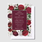 ブルゴーニュモダンフローラウォーターカラーエレガントな結婚式 ベラム紙招待状 (オフセット)